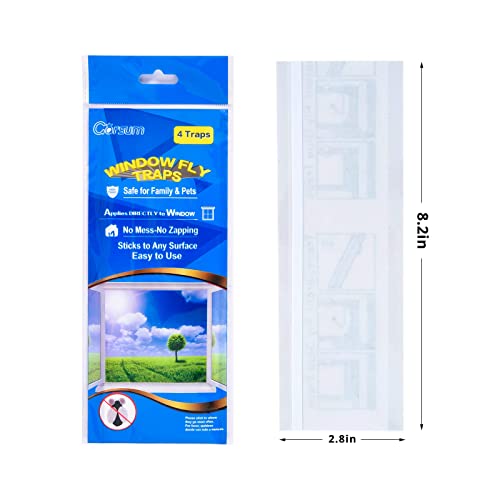 Garsum Window Fly Traps Indoor, Fly Paper Bug Sticky Strips, House Fly Killer Window Decal Non-Toxic,4 Pcs per Pack Total 12 Pieces - Image 2