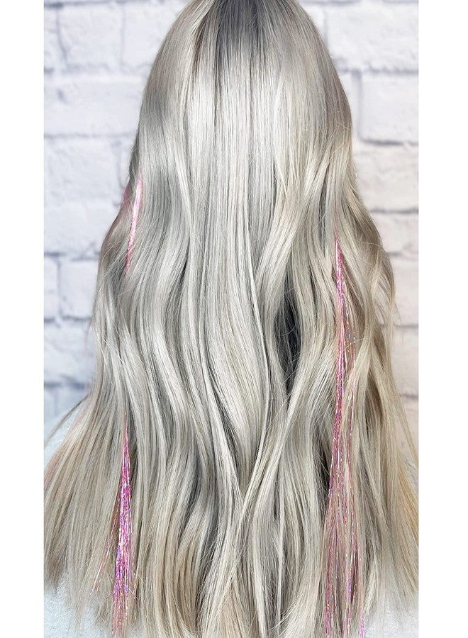 AHS 40 Inch Hair Tinsel Strands for Women & Girls | Shiny Glitter Extensions Sparkling Highlight Hair Accessories | Party, Festival & Salon Use | 100 Strands Pink Highlighter - Image 4