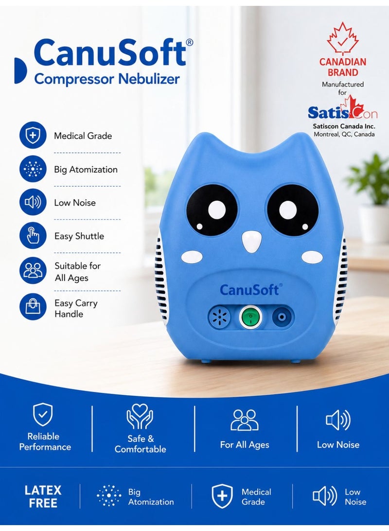 CanuSoft Compressor Nebulizer for Kids & Adults Portable Cute Owl Design blue CCN69026 - Image 1