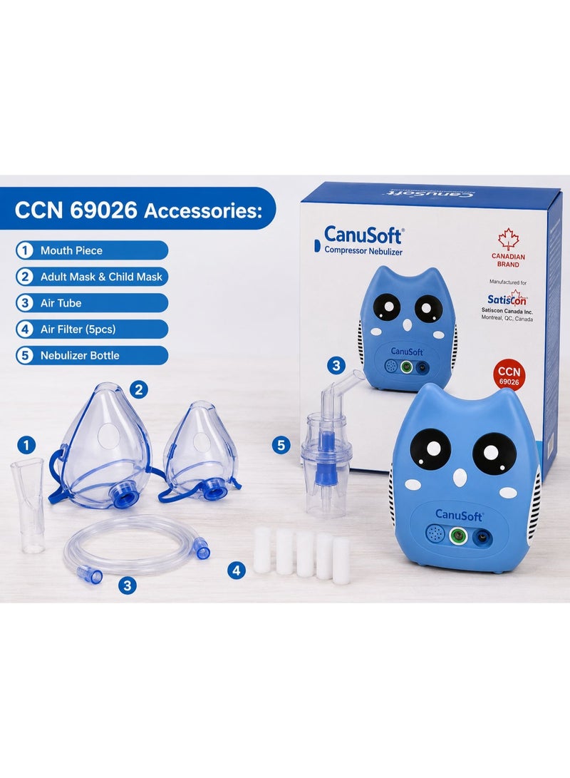 CanuSoft Compressor Nebulizer for Kids & Adults Portable Cute Owl Design blue CCN69026 - Image 3