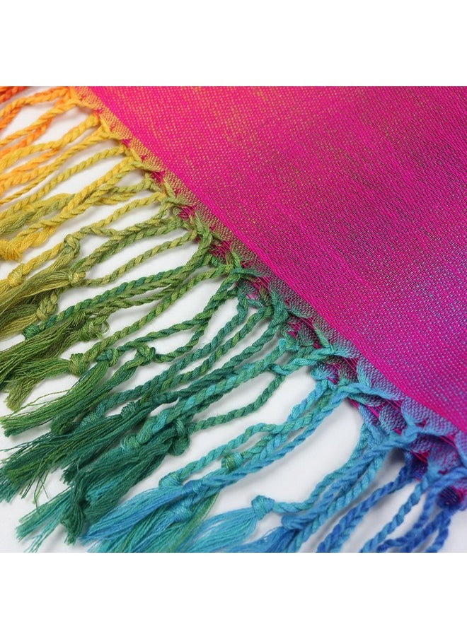 Neelamvar - Fashion Colorful Flowers Jacquard Cotton Pashmina Women Wrap Shawl Tassels Scarves 75" X 27.5" (Thm08-04) - Image 1