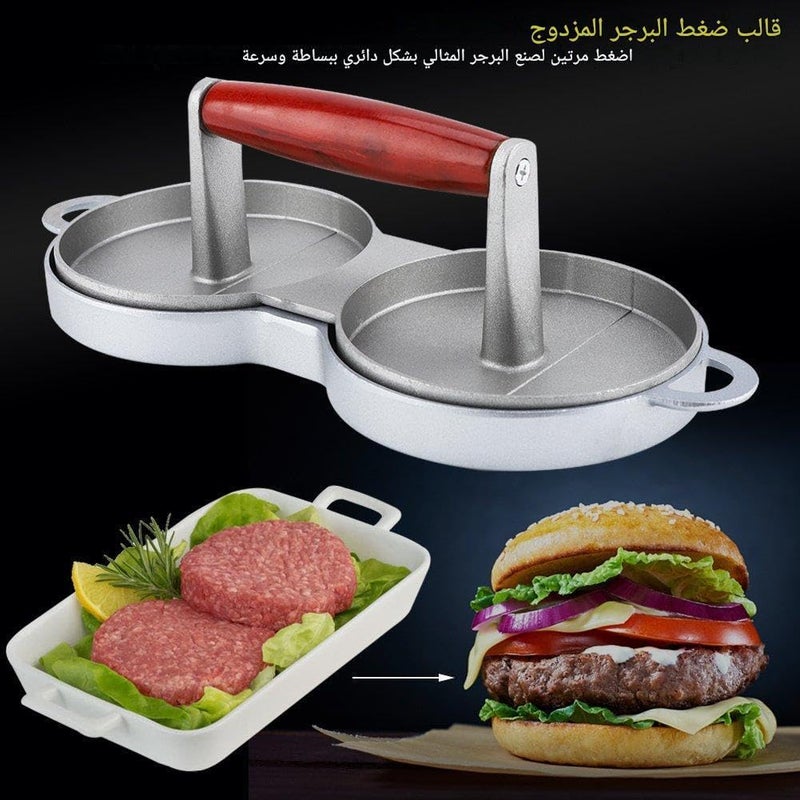 Burger Maker - Heavy-duty aluminum press with double-sided functionality and non-stick large pan, designed with soft handle for ease, perfect for creating consistent beef, chicken, and turkey pattiesf - Image 1