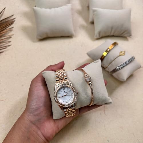 La Trove Watch and Bracelet Organizer Pillow Set, Drawer Display for Bangle Jewelry Storage Holder, Showcase & Wardrobe Organizer, Pack of 2, Cream - Image 2