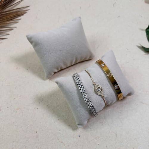 La Trove Watch and Bracelet Organizer Pillow Set, Drawer Display for Bangle Jewelry Storage Holder, Showcase & Wardrobe Organizer, Pack of 2, Cream - Image 1