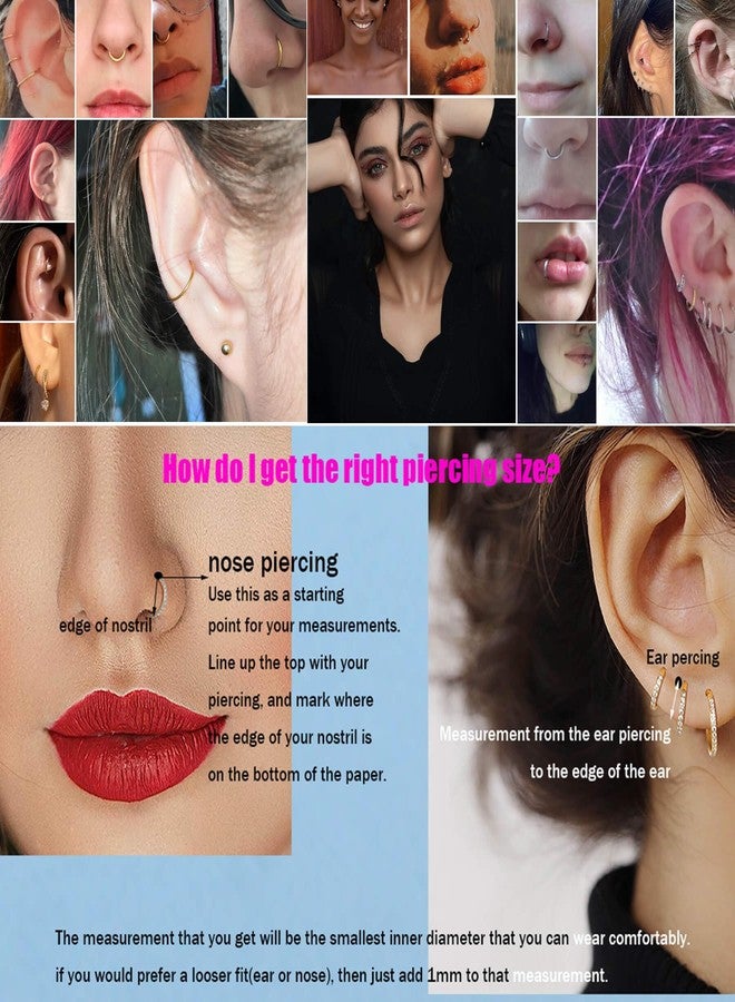 Lantine Hinged 20g Cartilage Earring Hoop Nose Rings 6mm 8mm 10mm Set Clicker Triple Double Forward Helix Hoops Earrings(3Pcs a Set) - Image 4