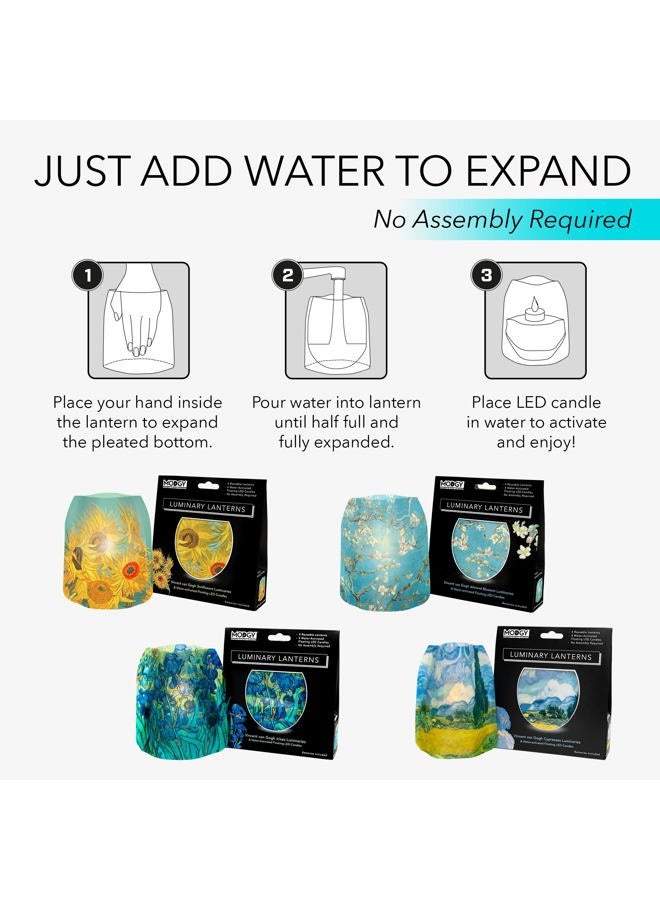 MODGY Luminary LED Lantern Candle Holder Decorative Indoor Outdoor Decor, Plastic Candle Lamps for Wedding Table Centerpiece Porch, with Flameless Floating Candles, Vincent Van Gogh, Pack of 4 - Image 4