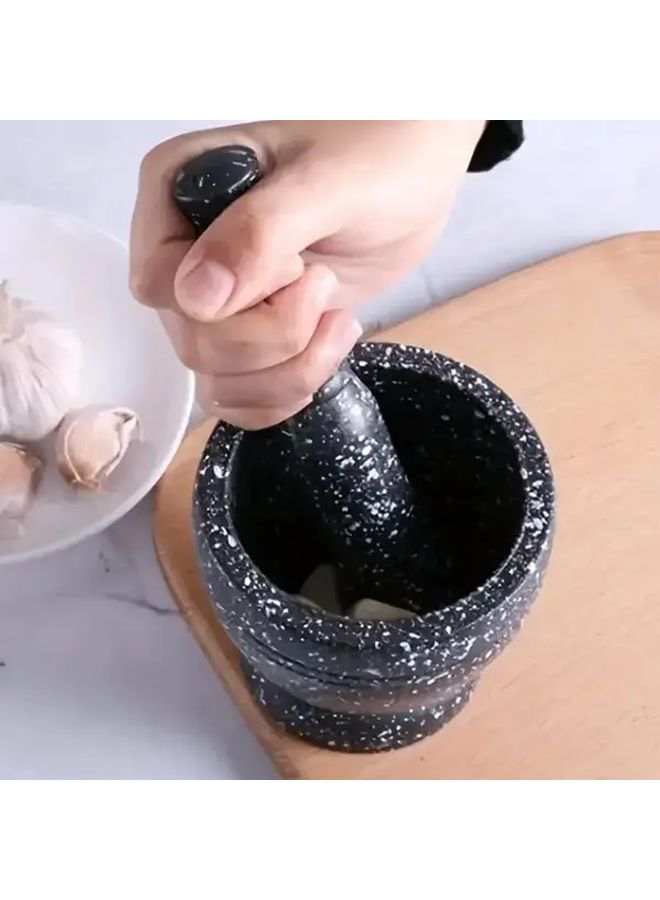 Mortar and Pestle Set Minimalist Granite Kitchen Spice Grinder Durable Plastic Garlic Ginger Herb Crusher Easy Clean No Electricity Ergonomic Design - Image 3