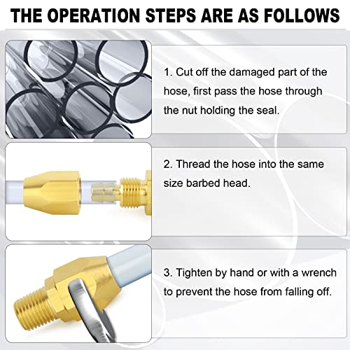 ChillWaves Brass Pneumatics Reusable Replacement Fitting，Hose-End Repair Fitting 3/8" ID Hose（3/8" Barb）x 1/4" NPT Rigid(10-PACK) - Image 4