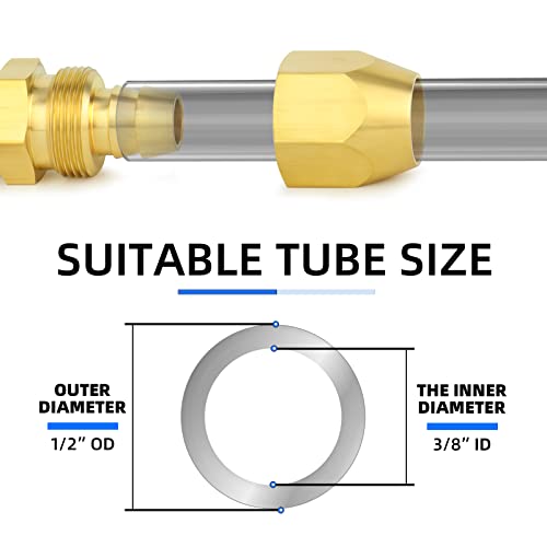 ChillWaves Brass Pneumatics Reusable Replacement Fitting，Hose-End Repair Fitting 3/8" ID Hose（3/8" Barb）x 1/4" NPT Rigid(10-PACK) - Image 3