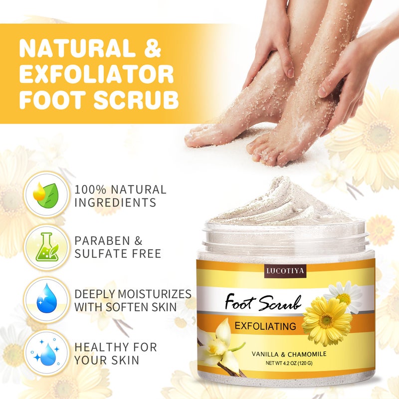 LUCOTIYA Foot Soak Set Pedicure Kit, Vanilla chamomile Foot Soak Salts, File, Scrub & Urea Cream,Pedicure Supplies for Dry Cracked Feet for Women - Image 3