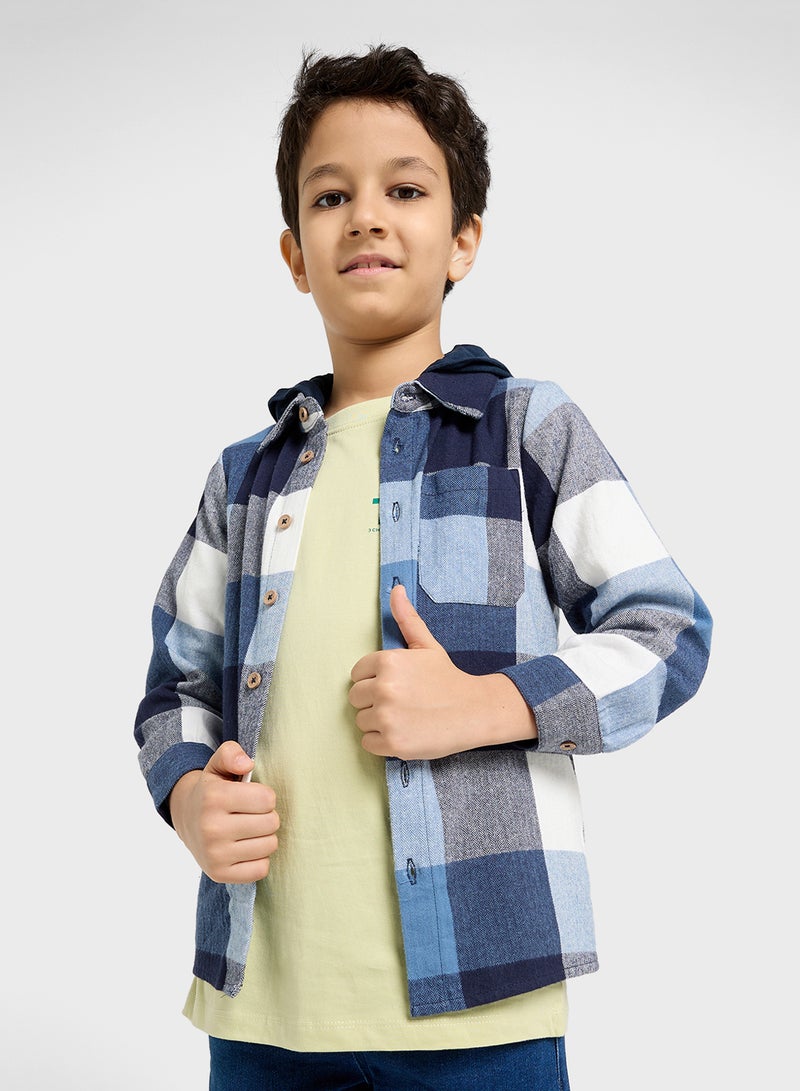 NAME IT Kids Button Detail Hooded Shirt - Image 1