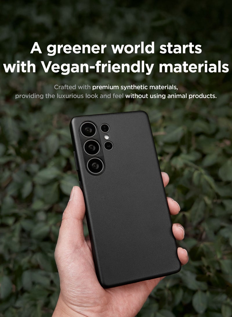 Elago Magnetic Leather Case for Samsung Galaxy S25 Ultra Compatible with MagSafe, Vegan Leather, Shockproof, Water-Resistant - Black - Image 3