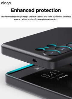Elago Magnetic Leather Case for Samsung Galaxy S25 Ultra Compatible with MagSafe, Vegan Leather, Shockproof, Water-Resistant - Black  - Image 4