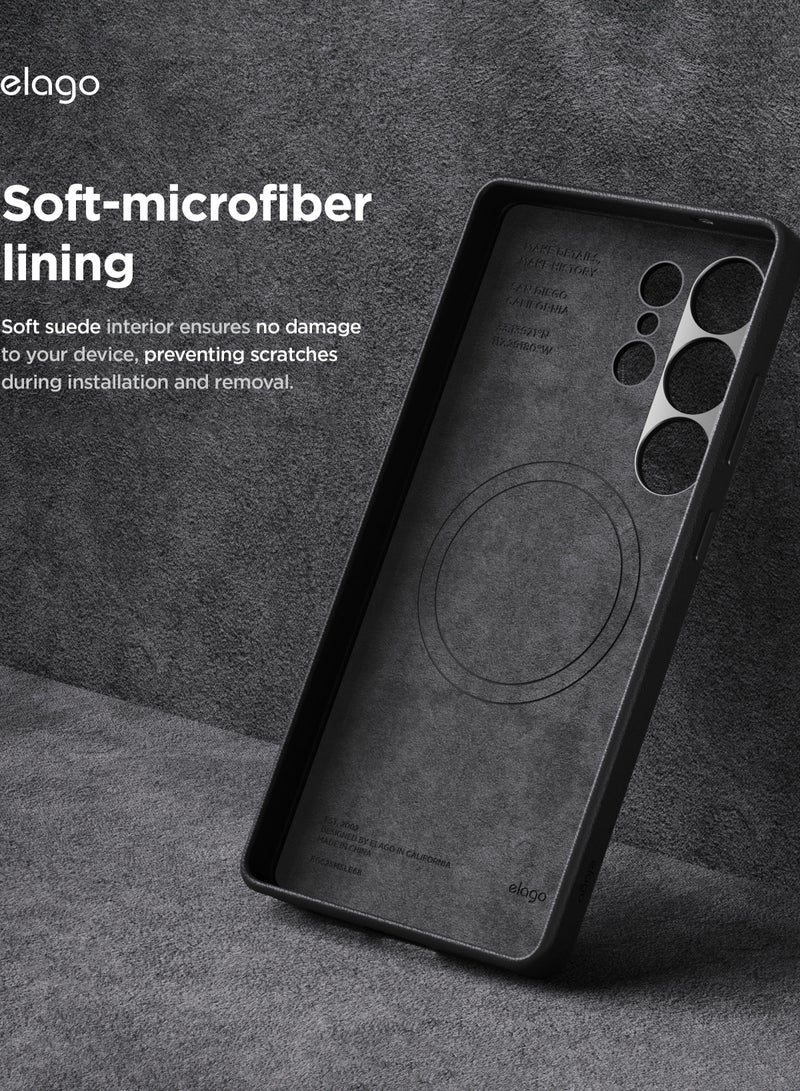 Elago Magnetic Leather Case for Samsung Galaxy S25 Ultra Compatible with MagSafe, Vegan Leather, Shockproof, Water-Resistant - Black - Image 5