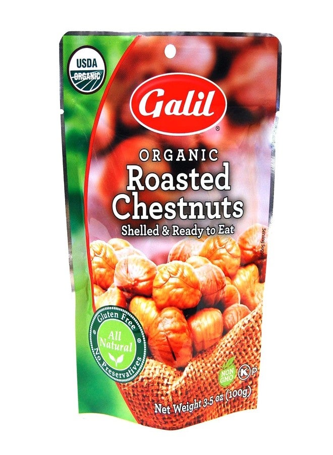 Galil Organic Roasted Chestnuts, Pack of 6, 3.5 oz Bags, Shelled Chestnut, Chestnuts Roasted Peeled - Image 1