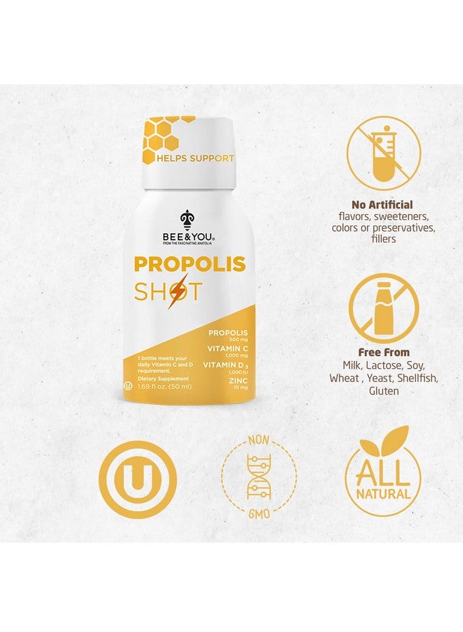 BEE & YOU BEE and You Immune Support 100% Natural Propolis Shot Supplement, Antioxidants, Vitamin C, VIT D3, Zinc, Orange Juice, Raw Honey, 1.69 fl. oz x 12 Bottles - Image 3