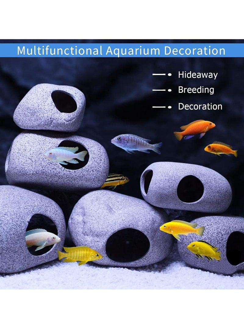 SYOSI Stackable Aquarium Decoration Rock Caves, Betta Fish Hideout House, Fish Tank Accessories Cave, Hideaway for Shrimp Cichlid Cave Hiding Breeding Spawning 2 PCS  - Image 3