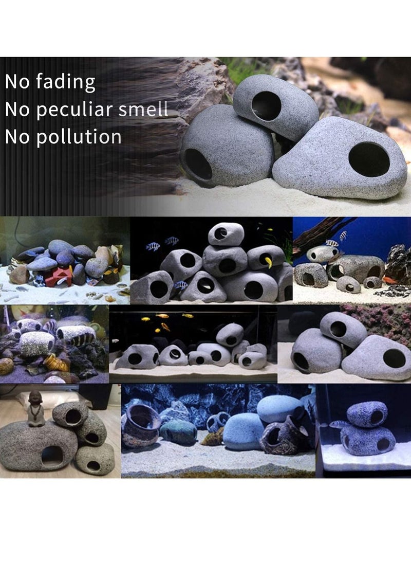 SYOSI Stackable Aquarium Decoration Rock Caves, Betta Fish Hideout House, Fish Tank Accessories Cave, Hideaway for Shrimp Cichlid Cave Hiding Breeding Spawning 2 PCS  - Image 2