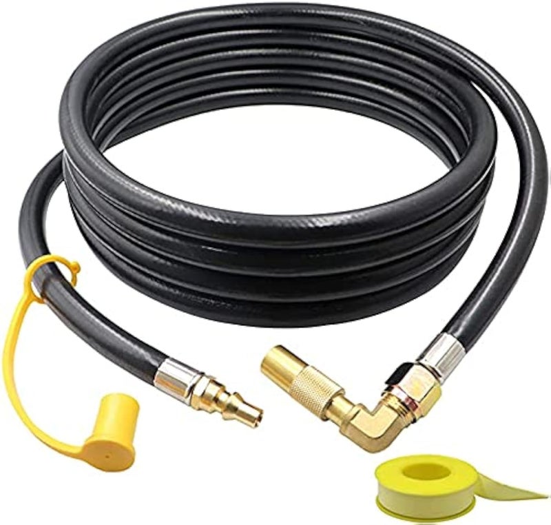 Monkemon 12FT Propane Quick Connect Hose RV to Grill, Low Pressure Propane Elbow Adapter with Extension Hose for Blackstone 17" and 22" Griddle, For Camp Chef Stove Portable Fire Pit - Image 1