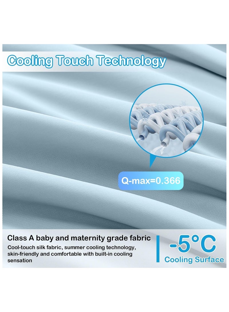 NANAO Cool Summer Blanket, Ice Silk Cooling Quilt for Hot Nights, Lightweight & Breathable, Blue - Image 2