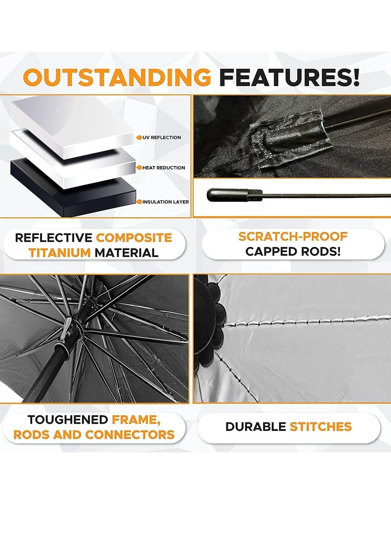 ELTRAZONE Car Windshield Sunshade | Foldable Reflector Umbrella Sunshade for Cars, Blocks UV Rays Sun Visor Protector Sunshade to Keep Your Vehicle Cool and Damage - Image 4