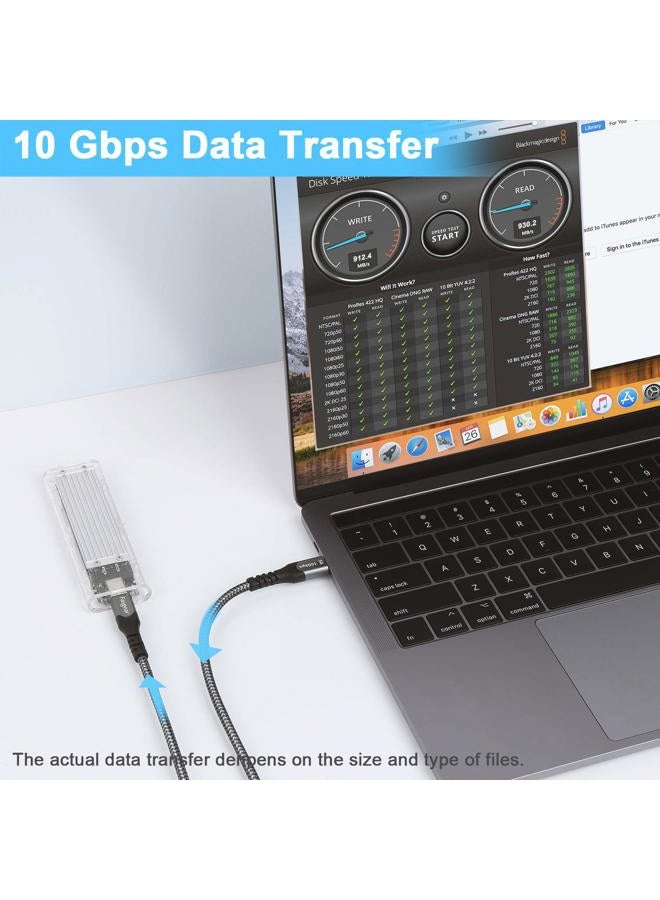 Fasgear USB C to Type C Cable, 1 Pack USB 3.1 Type C Gen 2 Fast Charge Cable, 100W 20V/5A Power Delivery, 10Gbps Data Transfer, 4K@60Hz Video Output, Compatible for Type-C Device (10ft, Black) - Image 2