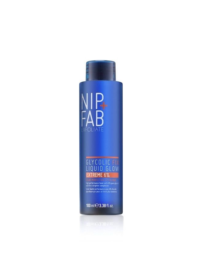 NIP+FAB - Nip + Fab Glycolic & Salicylic, Hyaluronic Acid and Vitamin B5 Fix Liquid Glow Extreme 6% Exfoliator for Face with AHA BHA Exfoliant to Resurface Exfoliate Even Tone Brighten Skin, 3.38 Fl Oz - Image 1