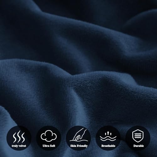 S&S Sands® Premium Ultra Soft Woollen Pillow Cover Set of 2 for Winter with Zipper Closure, Cozy Pillow Case Perfect for Warmth, Flannel Warm Pillowcases, King size-18X28 Inches (Navy Blue) - Image 4