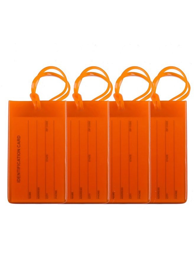 AI-DEE Colorful Flexible Travel Luggage Tags for Baggage Bags/Suitcases - Name ID Labels Set for Travel, 4 Pack - Orange, Solid Color - Image 1