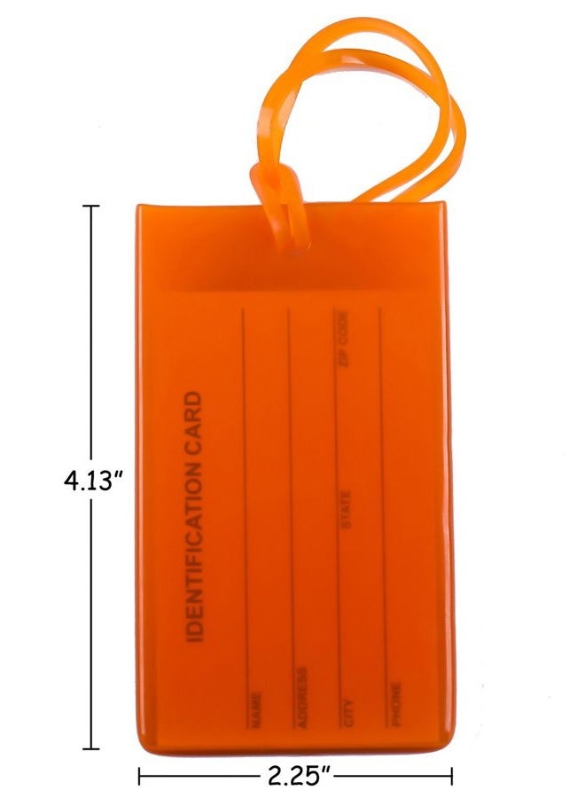 AI-DEE Colorful Flexible Travel Luggage Tags for Baggage Bags/Suitcases - Name ID Labels Set for Travel, 4 Pack - Orange, Solid Color - Image 2
