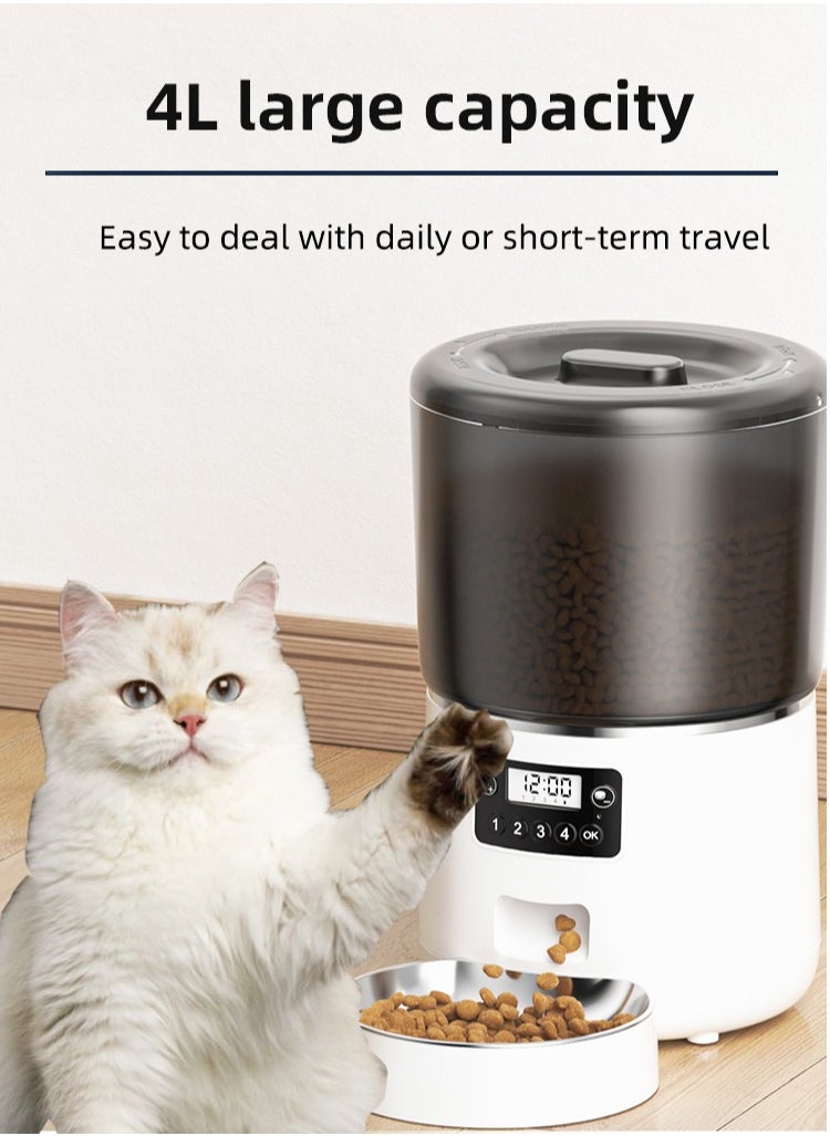 LAPET Automatic pet feeder cat feeder 4L large capacity Stainless Steel Easy to deal with daily or short-term travel  - Image 1