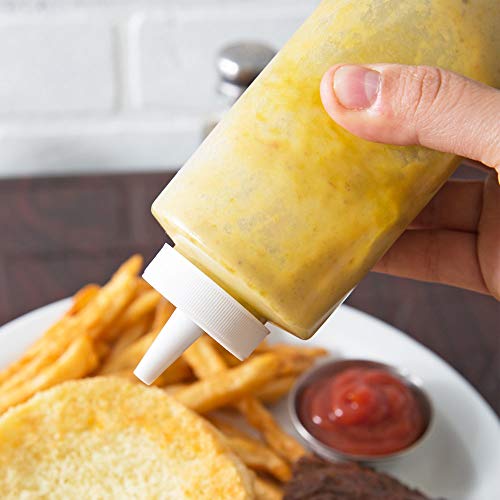 THW® 355 ML 12 oz Plastic Squeeze Bottles For Ketchup BBQ Sauce Syrup Condiments Mustard Mayo Hot Sauce Olive Oil Dressing, Clear- Pack of 6 Pieces - Image 5