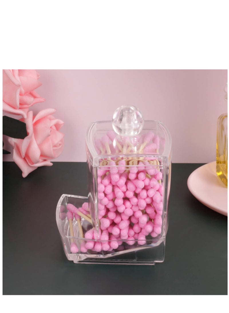 SYOSI Acrylic Clear Cotton Swab Holder Organizer And Swabs Storage Box With Q Tip Lid For Bathroom Vanity  - Image 5