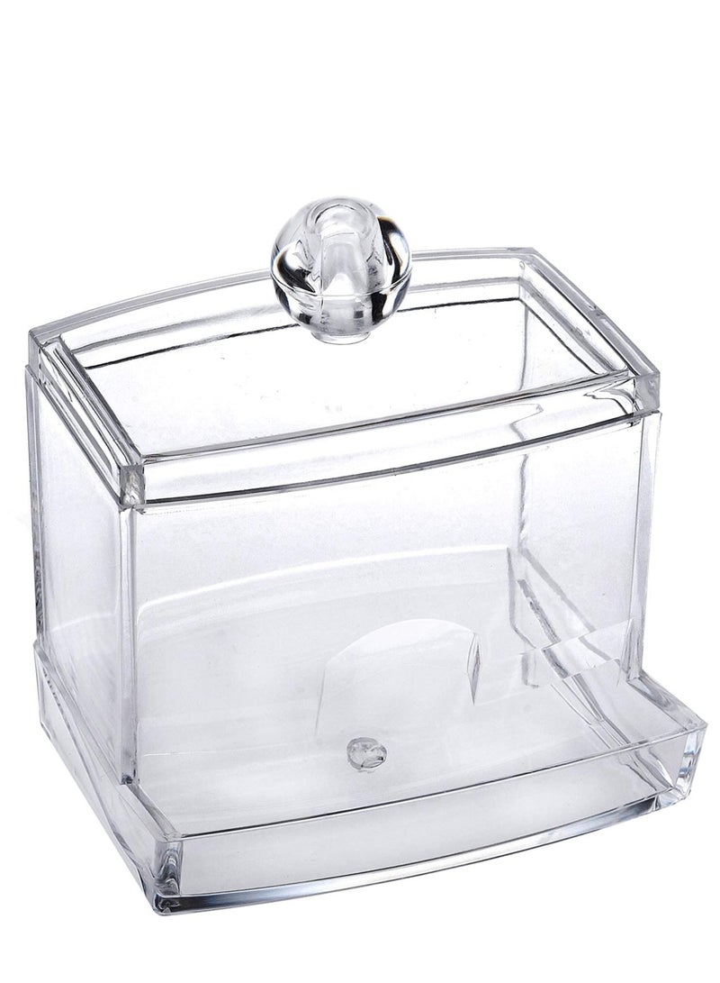 SYOSI Acrylic Clear Cotton Swab Holder Organizer And Swabs Storage Box With Q Tip Lid For Bathroom Vanity  - Image 2