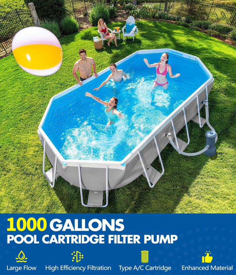 KimFilter Pro Series 1000 GPH Above Ground Pool Filter Pump, Powerful Pool Cartridge Filter Pump, Water Circulation and Filtration System -Improved Water Clean & Clarity, Pools Pumps Above Ground-Gray - Image 2