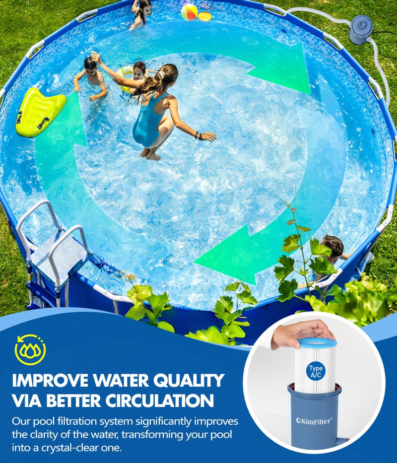 KimFilter Pro Series 1000 GPH Above Ground Pool Filter Pump, Powerful Pool Cartridge Filter Pump, Water Circulation and Filtration System -Improved Water Clean & Clarity, Pools Pumps Above Ground-Gray - Image 5