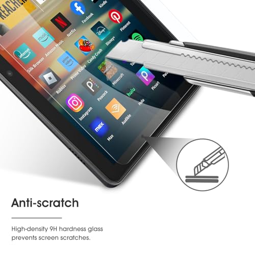 OMOTON Screen Protector for New Amazon Kindle Fire HD 8/8 Plus/Kids/Kids Pro Tablet(2024/2022/2020, 12th/10th Generation, 8 inch), Tempered Glass/9H Hardness/Case Friendly, 2 Pack - Image 5