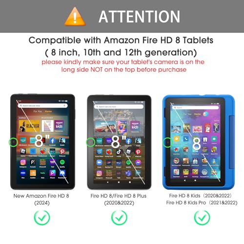 OMOTON Screen Protector for New Amazon Kindle Fire HD 8/8 Plus/Kids/Kids Pro Tablet(2024/2022/2020, 12th/10th Generation, 8 inch), Tempered Glass/9H Hardness/Case Friendly, 2 Pack - Image 2