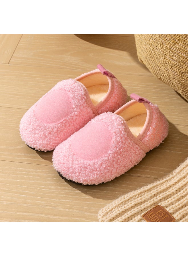 Children's Indoor Floor Shoes Non-slip Autumn And Winter Home Shoes Thick-soled Cute Cartoon Embroidered Piece Cold-proof Warm Comfortable Soft