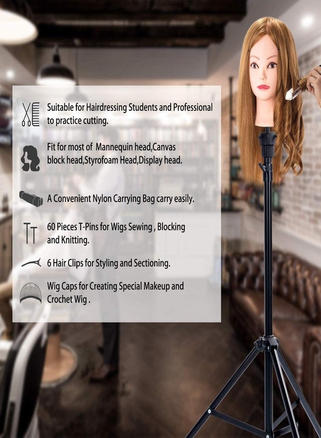 Qtavia Reinforced Wig Stand Tripod Mannequin Head Stand, Adjustable Holder for Cosmetology Hairdressing Training - Image 3