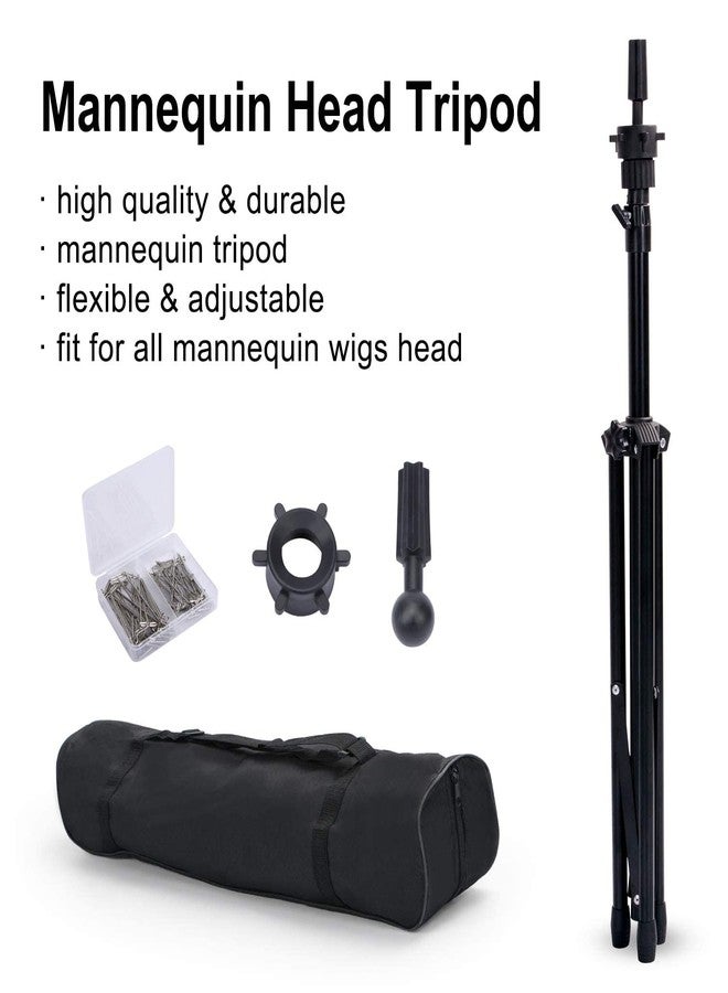 Qtavia Reinforced Wig Stand Tripod Mannequin Head Stand, Adjustable Holder for Cosmetology Hairdressing Training - Image 4
