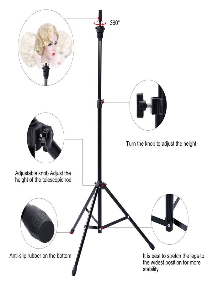Qtavia Reinforced Wig Stand Tripod Mannequin Head Stand, Adjustable Holder for Cosmetology Hairdressing Training - Image 5