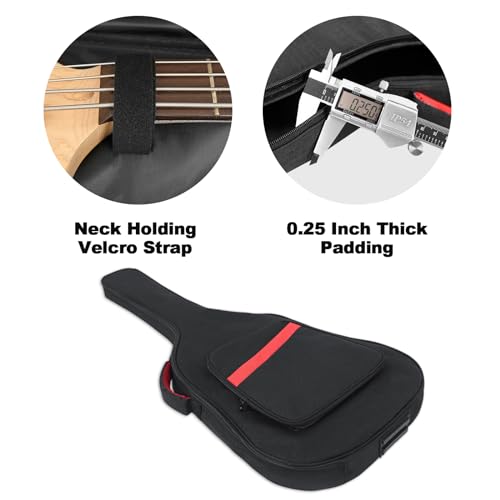 Muscab Bass Guitar Bag 7mm Padding Electric Bass Case, Gig Bag Backpack with Neck Strap and Pockets, Black - Image 4