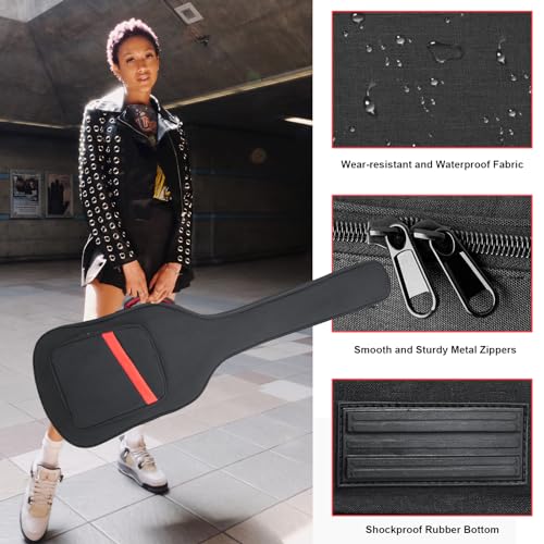 Muscab Bass Guitar Bag 7mm Padding Electric Bass Case, Gig Bag Backpack with Neck Strap and Pockets, Black - Image 2