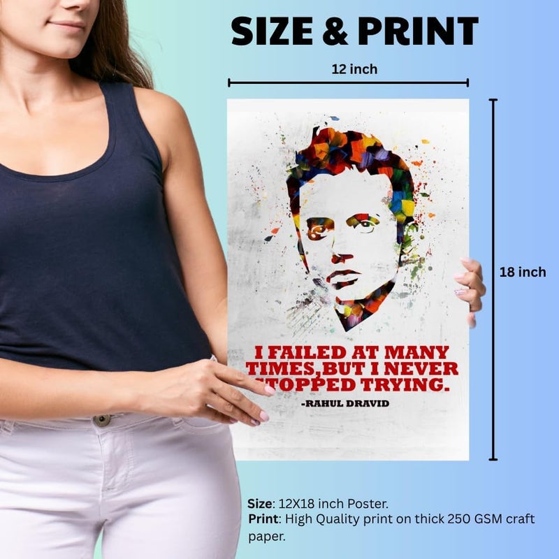 GRAY WALL ALAYRA - Rahul Dravid The Wall Pop Art Poster For Room & Office (13 Inch X 19 Inch, Rolled) - Image 4