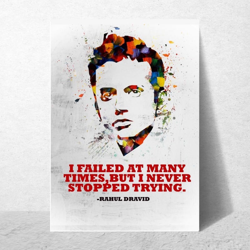 GRAY WALL ALAYRA - Rahul Dravid The Wall Pop Art Poster For Room & Office (13 Inch X 19 Inch, Rolled) - Image 3