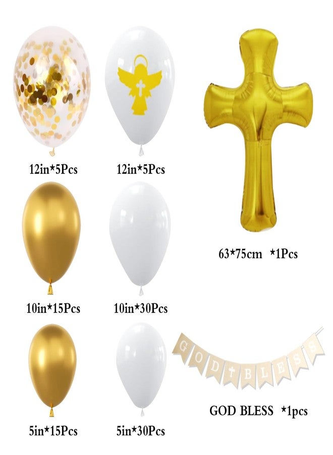 Sllyfo First Communion Decorations Balloon Garland Arch Kit, Baptism Decoration, First Holy Communion Decorations with God Bless Banner, Primera Communion Decor Balloons, First Communion for Boy Girl - Image 4