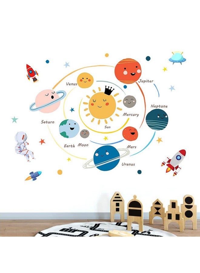 LOMILY Space Planet Wall Decals Wall Stickers Kids,Cute Educational Wall Stickers for Daycare,Nursery,Playroom,Babyroom,Classroom,School. - Image 1