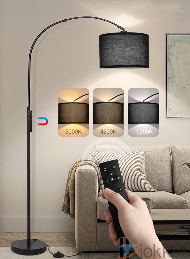 HOMESTAR Floor Lamp with Remote Control 3 Color Temperature and Brightness Adjustable Standing Lamp with Black Shade Pole Lamp for Bedroom Office Bulb Included 12 Watt  - Image 1