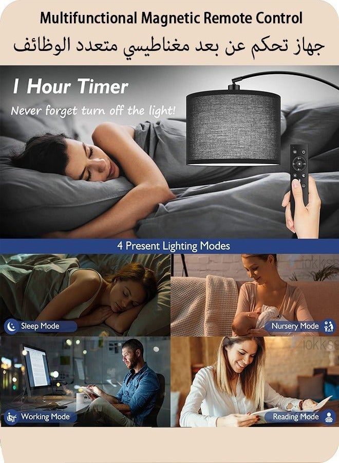 HOMESTAR Floor Lamp with Remote Control 3 Color Temperature and Brightness Adjustable Standing Lamp with Black Shade Pole Lamp for Bedroom Office Bulb Included 12 Watt  - Image 3